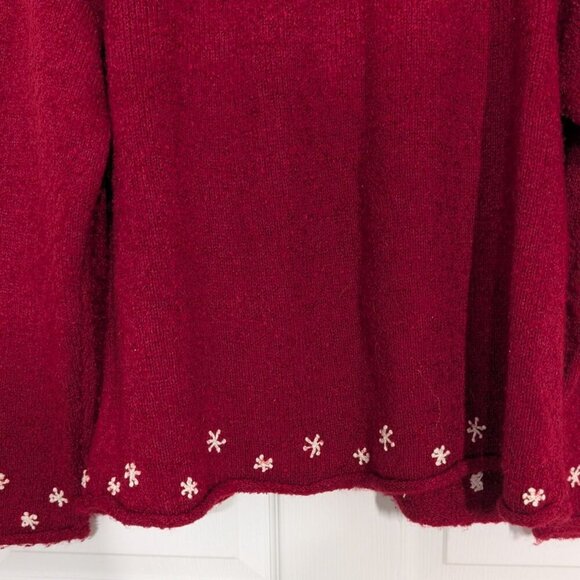 Croft & Barrow Snowman Sweater Womens Size XL Red Silk Wool Blend Full Zip - Picture 9 of 12
